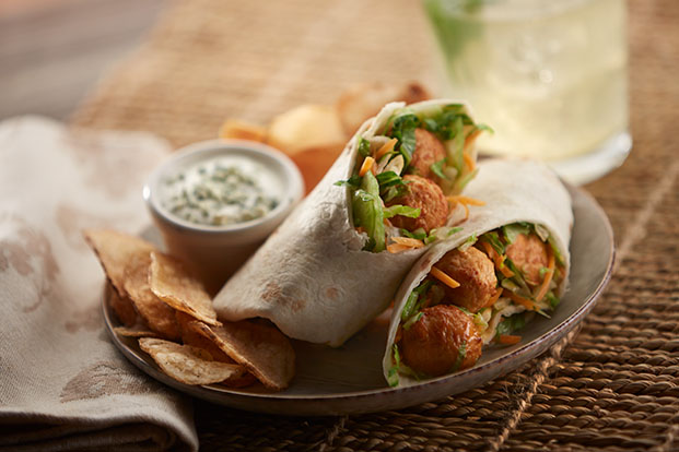 Buffalo Style Chicken Meatball Wrap