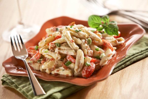 Creamy Ranch, Bacon, Tomato and Cavatelli Pasta Salad