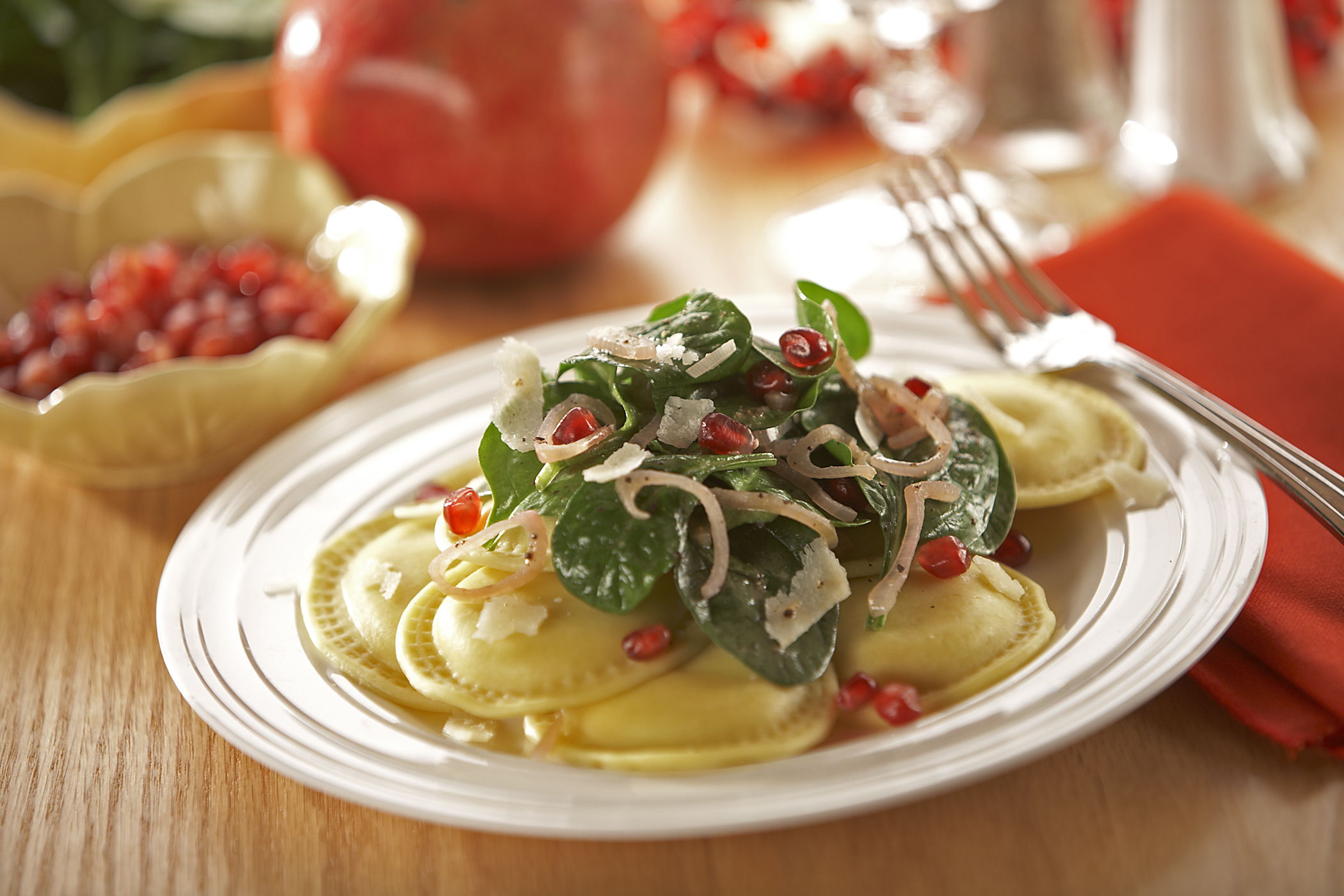 Cheese Ravioli with Spinach and Pecorino Cheese