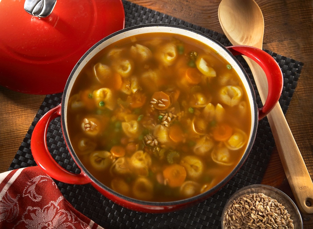Cheese Tortellini and Farro Vegetable Soup