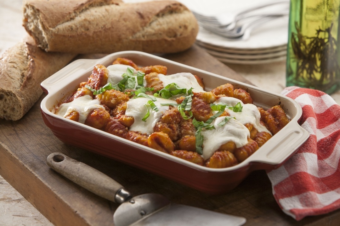 Cheesy, Oven-Baked Gnocchi with Marinara 