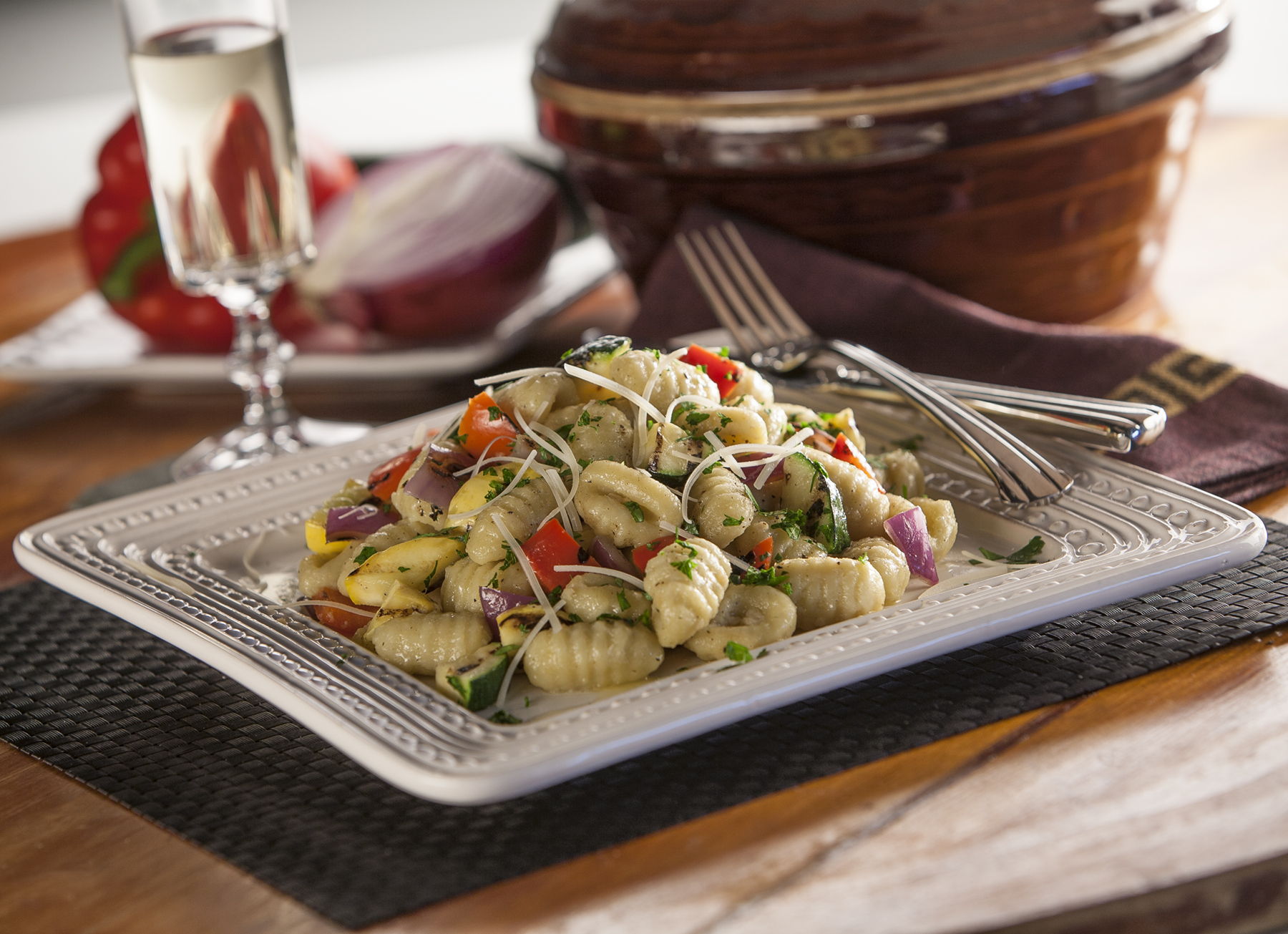 Sautéed Gnocchi with Grilled Vegetables