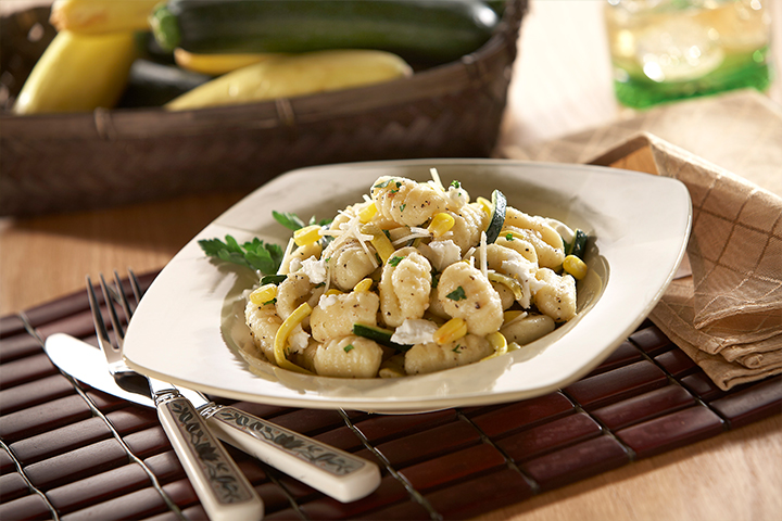 Gnocchi with Squash, Sweet Corn and Goat Cheese