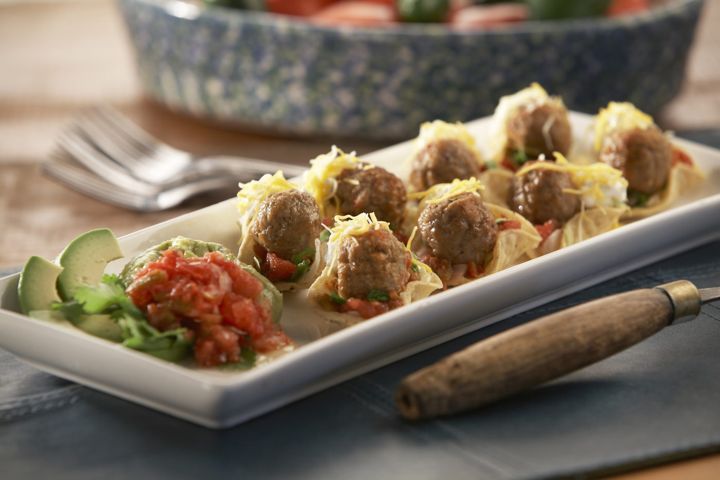 Tex Mex Meatball Nacho Bites