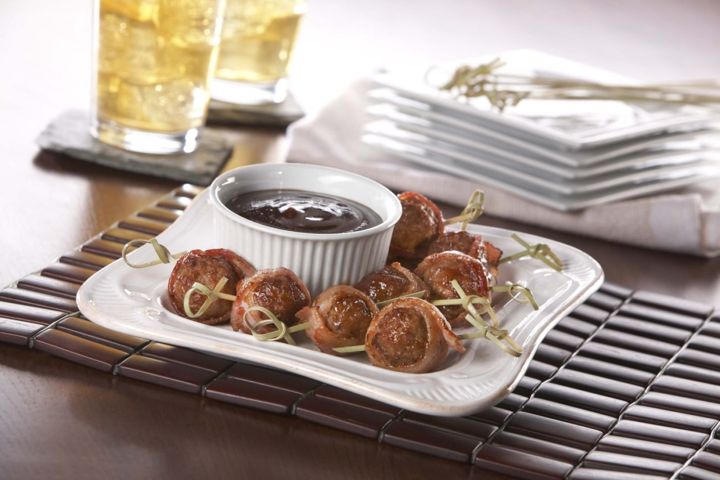 BBQ Bacon Wrapped Meatballs