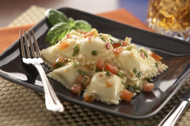 Gluten-Free Cheese Ravioli with Tomato Bruschetta