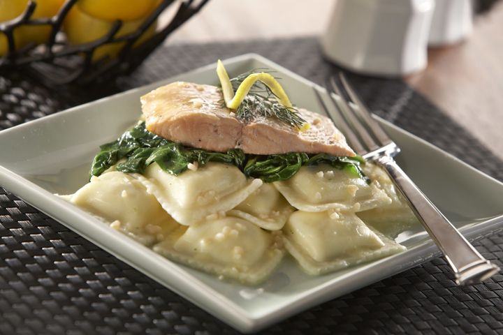 Gluten-Free Cheese Ravioli with Salmon