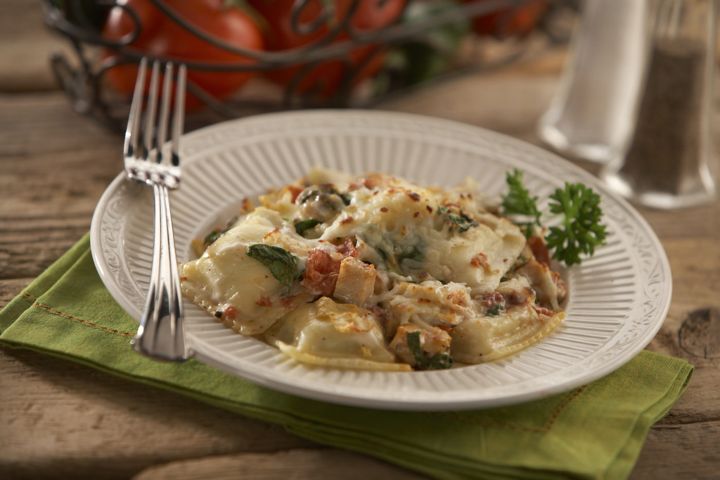 Gluten-Free Cheese Ravioli and Spinach Casserole