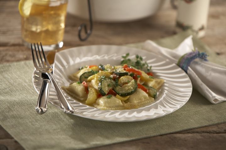 Gluten-Free Cheese Ravioli with Sautéed Vegetables