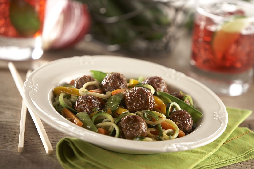 Meatball, Zoodle Stir Fry