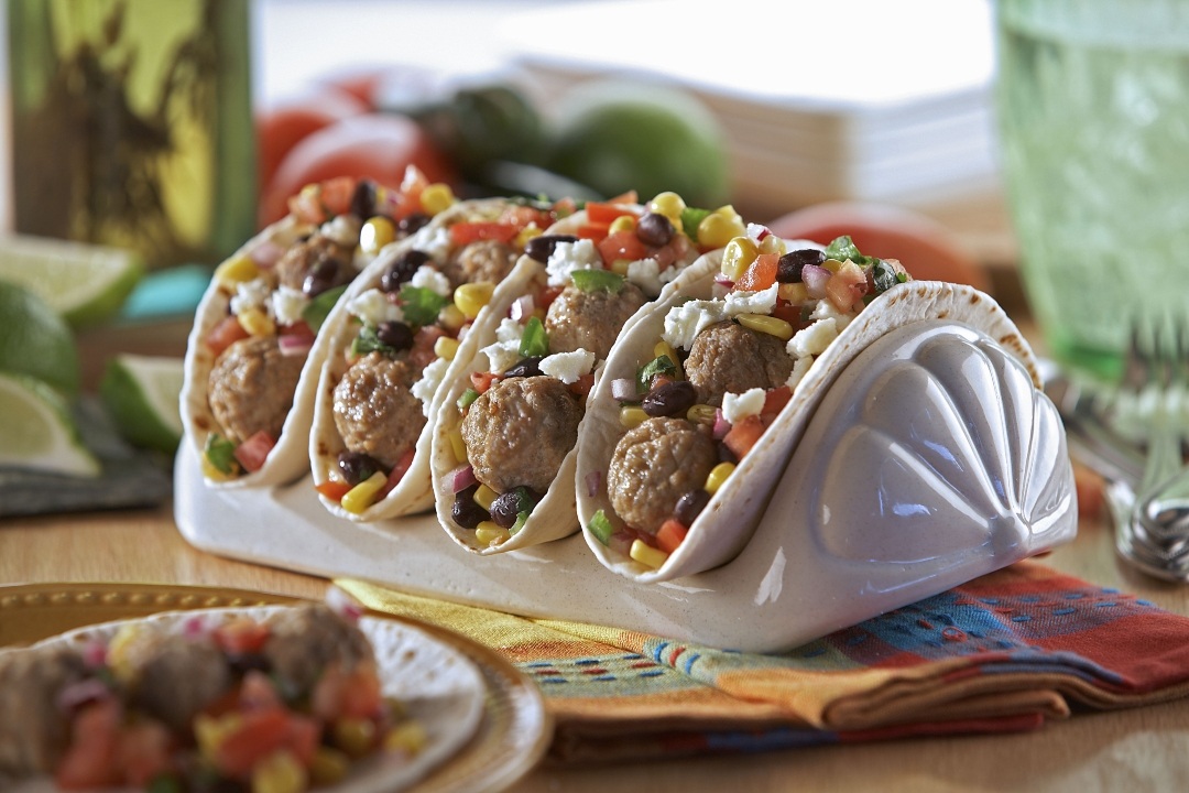 Meatball Street Tacos with Sweet Corn Salsa