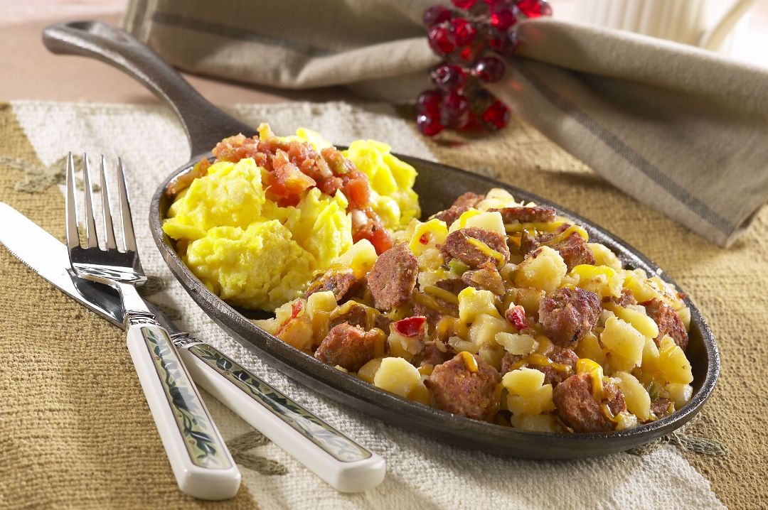 Meatball & Potato Breakfast Skillet