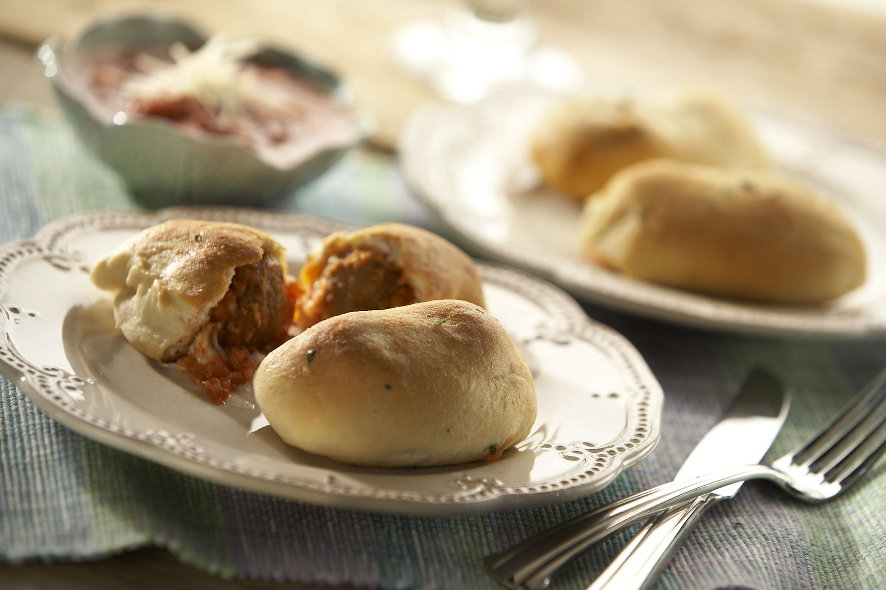 Italian Style Meatball Stuffed Garlic Knots