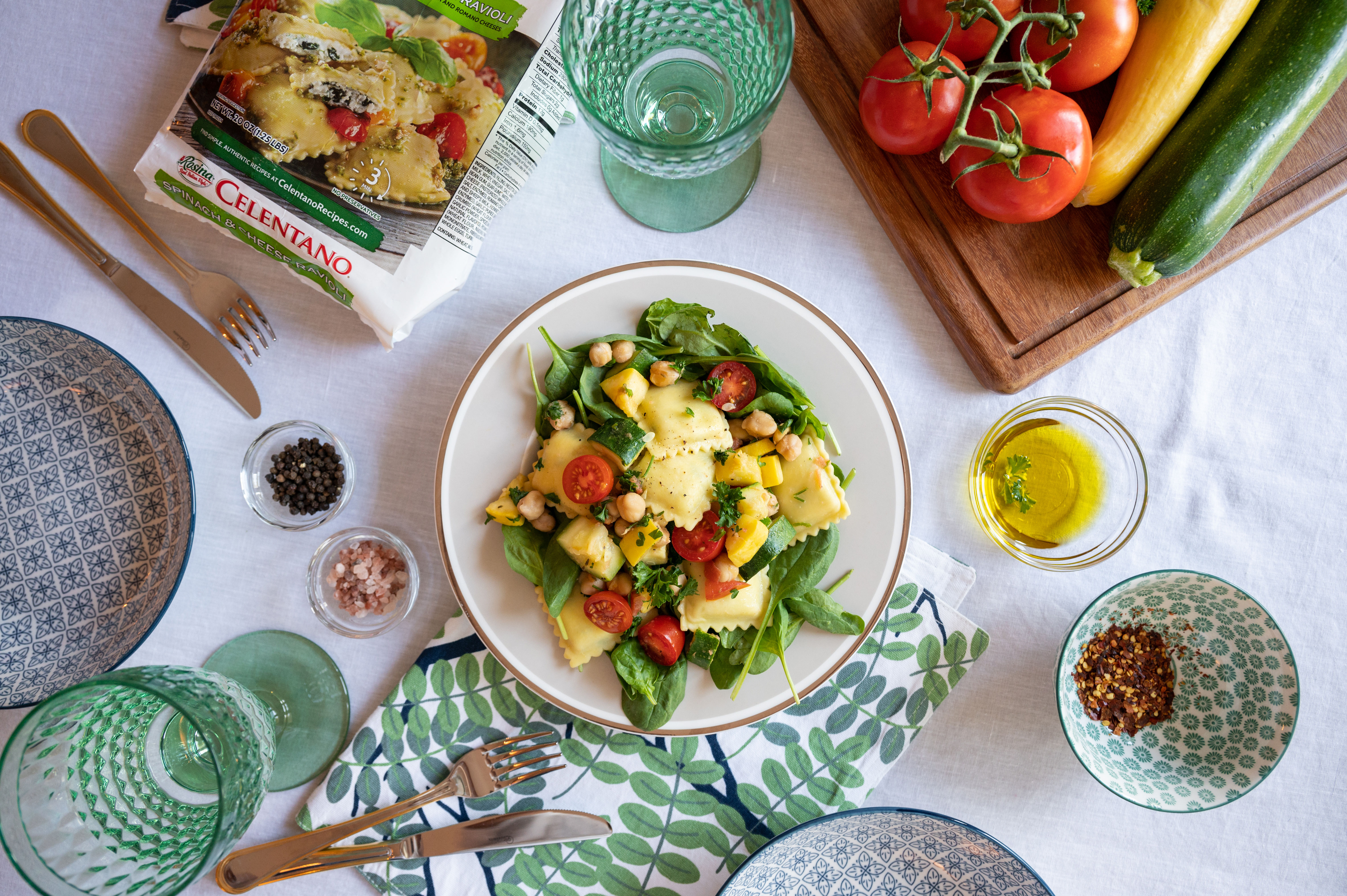 Spinach and Cheese Ravioli Summer Vegetable Spinach Salad