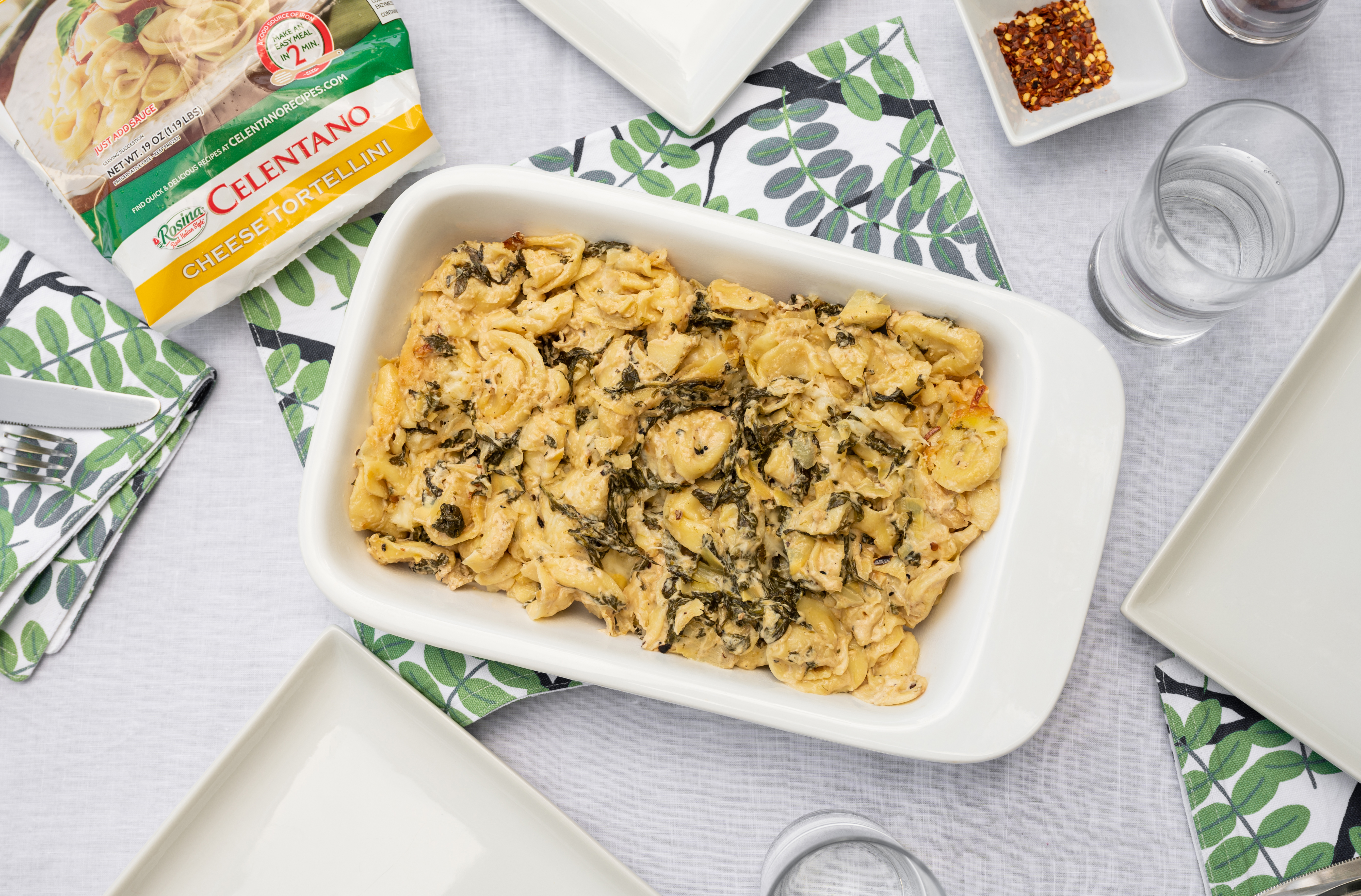 Spinach Artichoke Tortellini Bake 