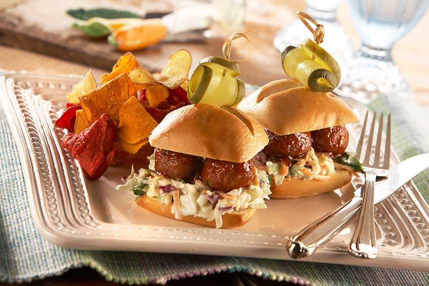 BBQ Meatball Sliders With Tangy Coleslaw